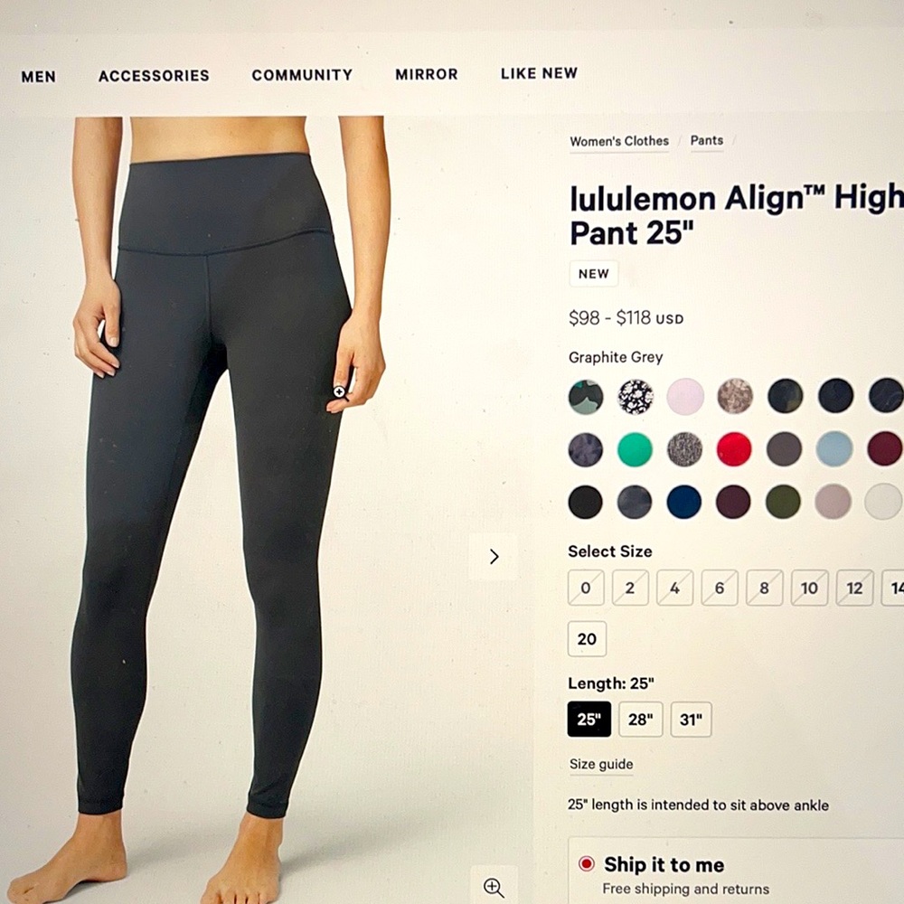 Lululemon size 14 grey leggings